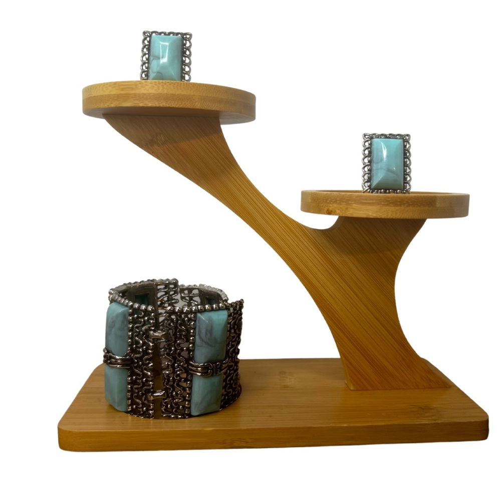 Turquoise Thermoset Bracelet & Clip-On Earring Set
